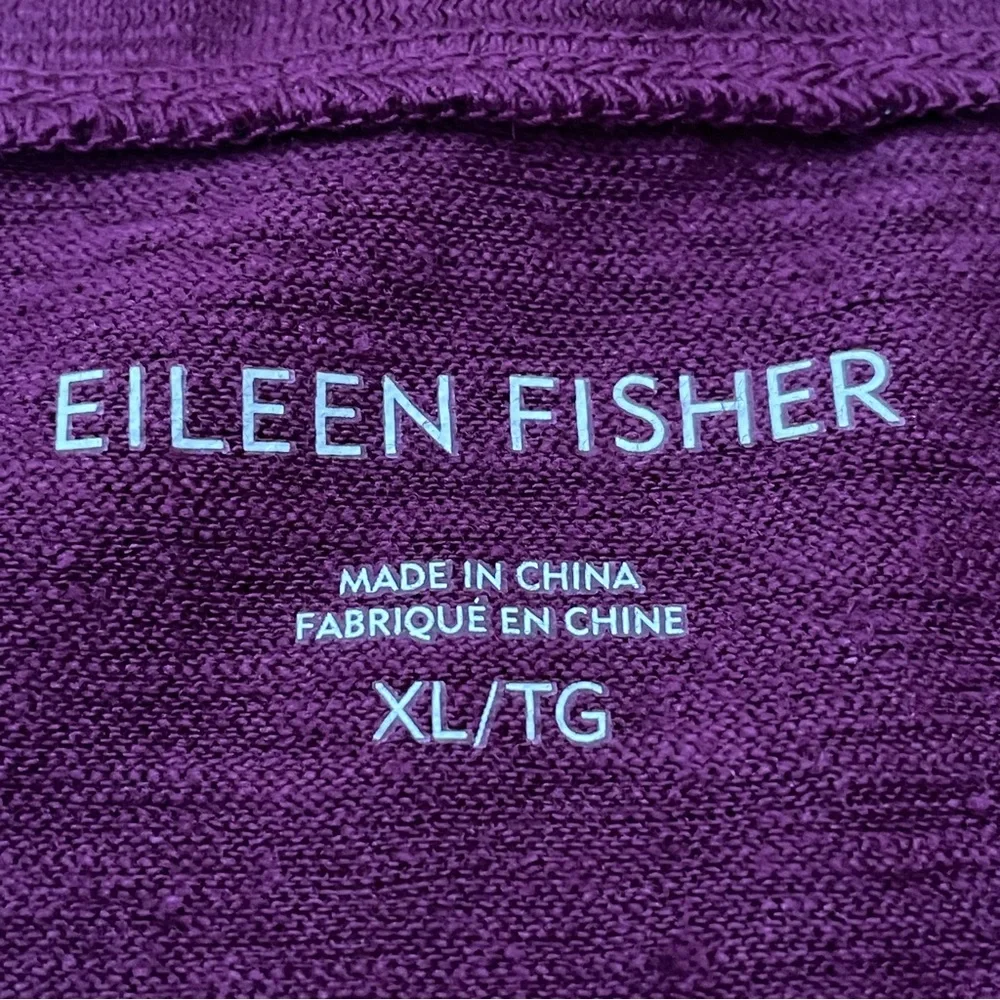 Eileen Fisher Women XL Purple Top Crop Boxy Square Neckline Hemp Organic Cotton - Picture 3 of 15